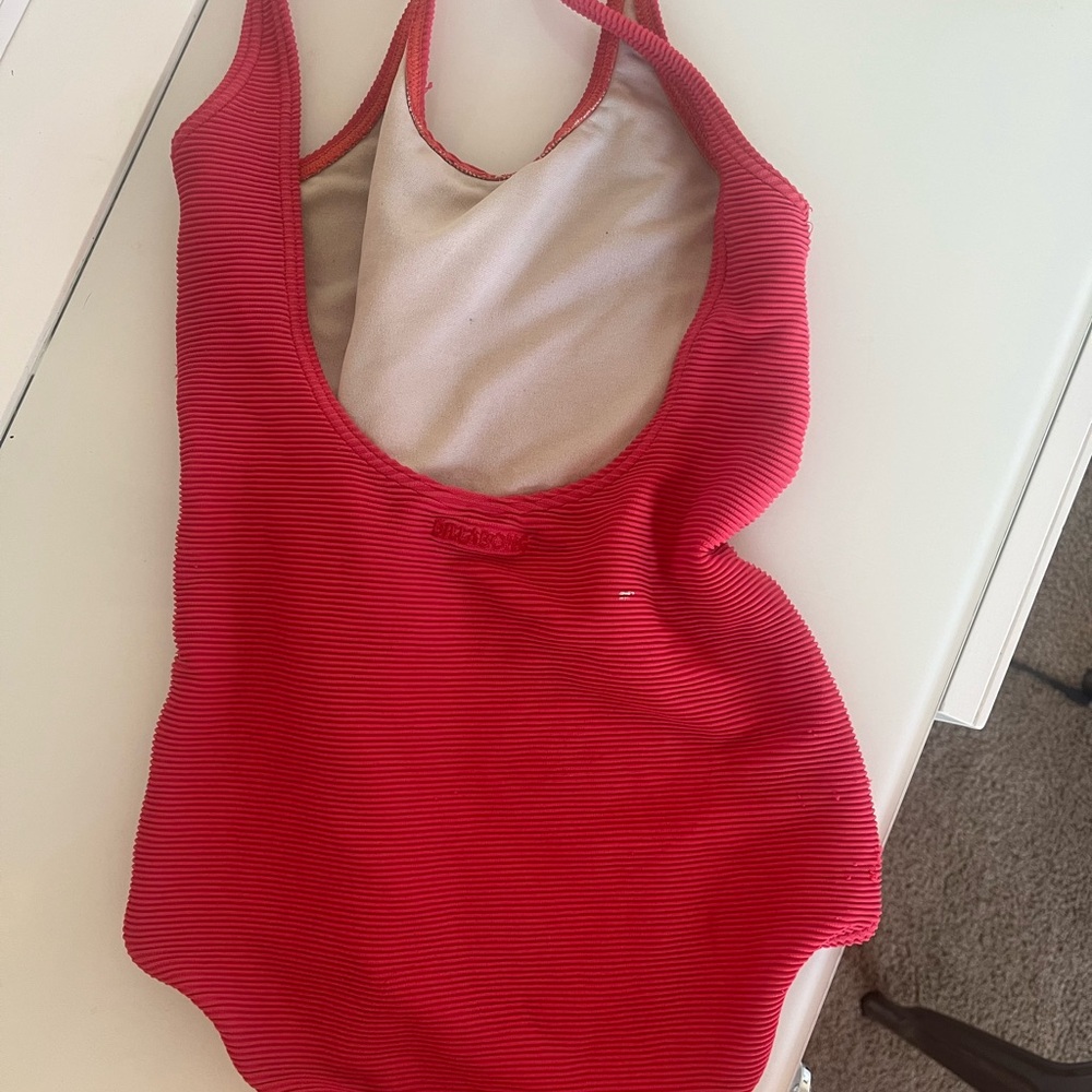 Billabong Red Ribbed One-Piece Swimsuit